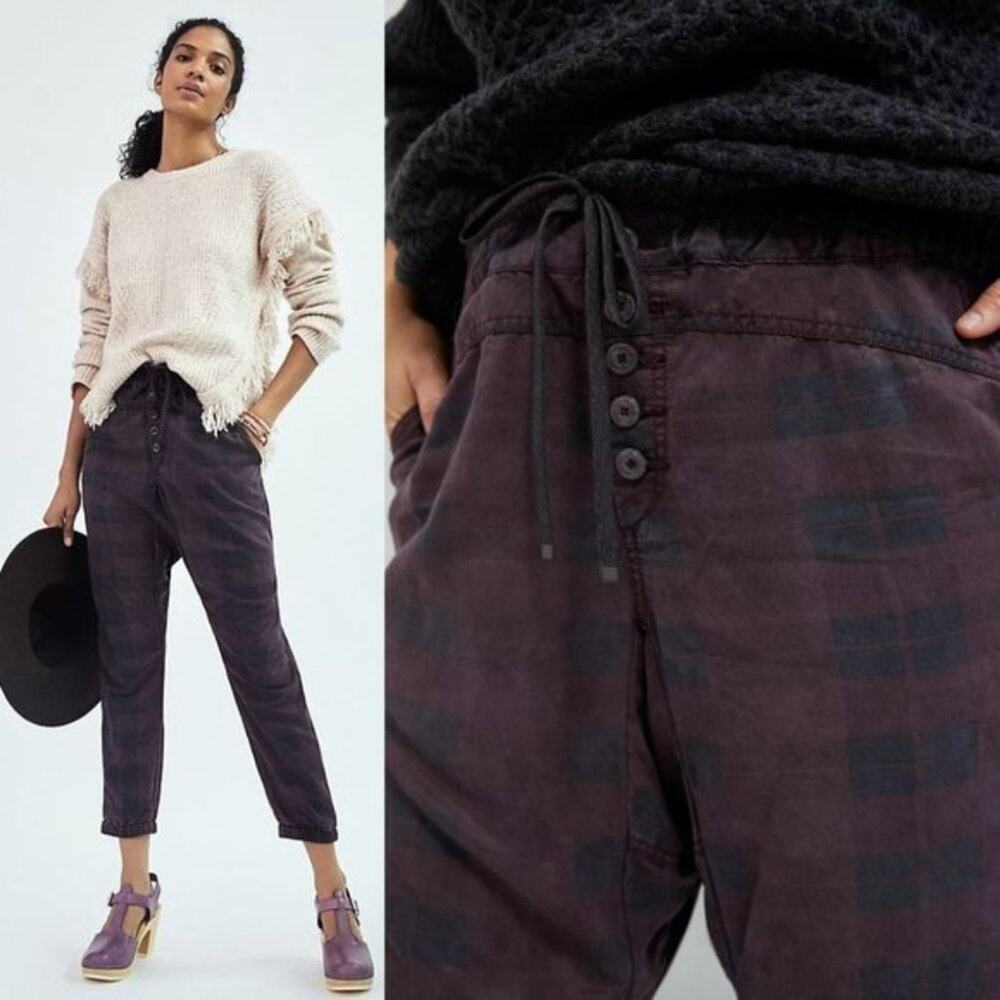 NWT Anthropologie Jacquie Gingham Lounge Joggers